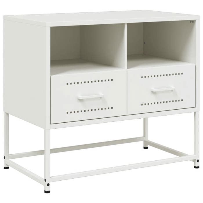 VidaXL Meuble TV blanc 68x39x60,5 cm acier, support TV, buffet TV, armoire hifi, banc TV, armoire en métal, meuble 846553