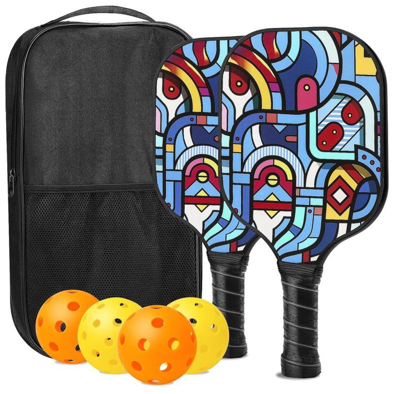 Carbon Fiber Pickleball Paddle Set With PP Honeycomb Core UV Printed Racket Beginners To Advanced Players