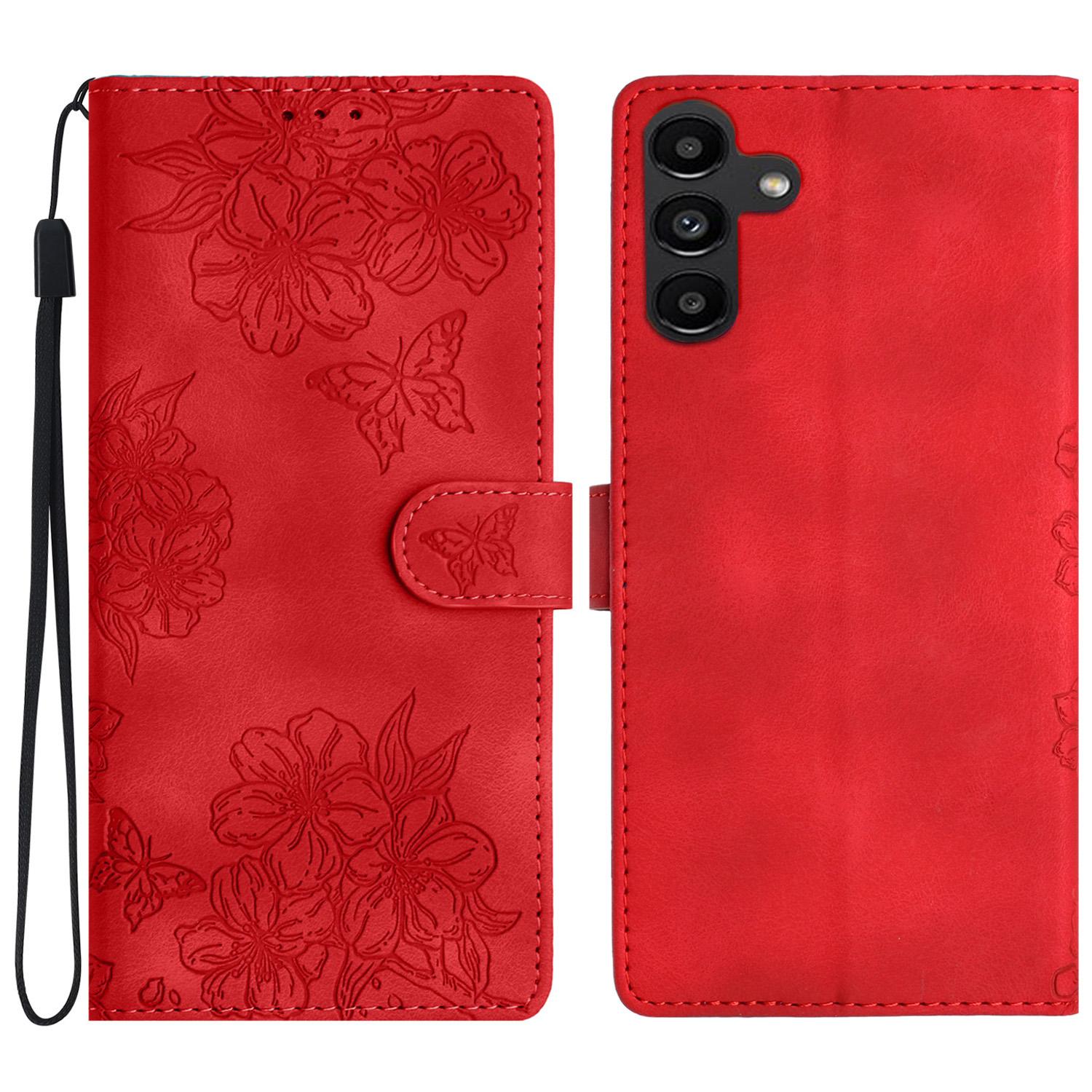 

For Samsung Galaxy A35 5G Phone Stand Case Anti-Scratch Imprinted PU Leather Phone Cover Red