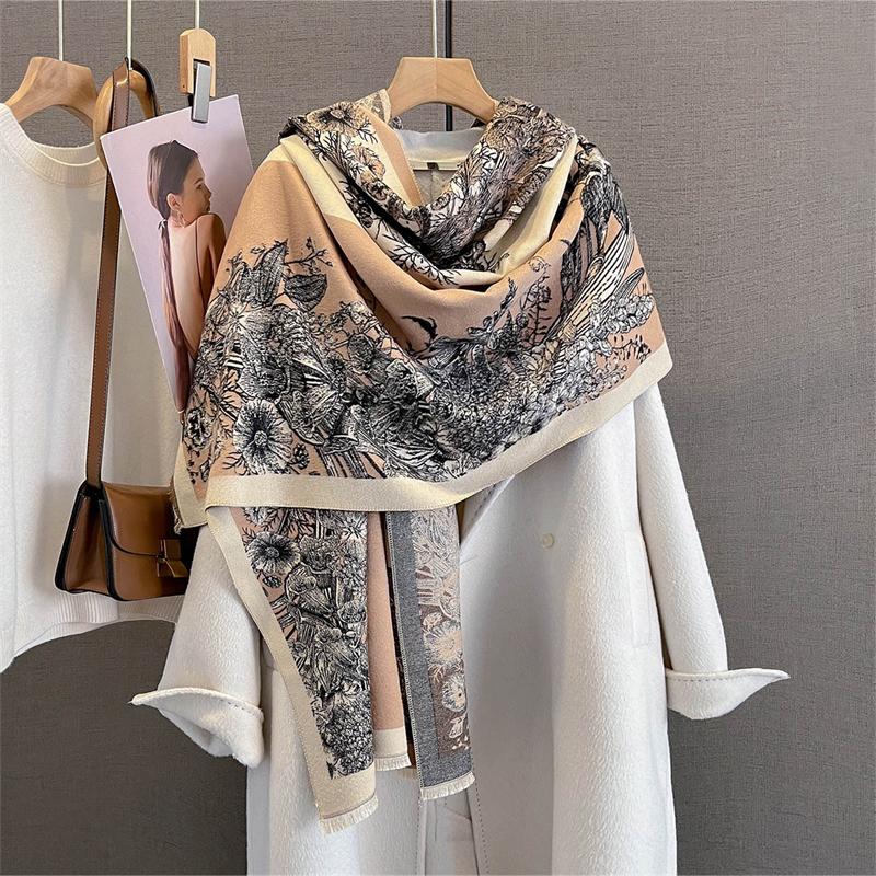 Nowe zimowe szale szale owijane projekt kaszmirowy szalik kobiety ciepła moda pashmina femal poncho szalik echarpe bandana