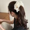Elegant Flower Clip Resin Bow Mesh Vertical Clip Korean Style Women Ponytail Holder For Gifts Solid Color Hair Accessory