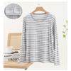 Chest Pad Modal round Neck Bottoming Shirt Women Plus size Slimming Bra-Free Stripe Pajamas Loose Long sleeve Casual Top
