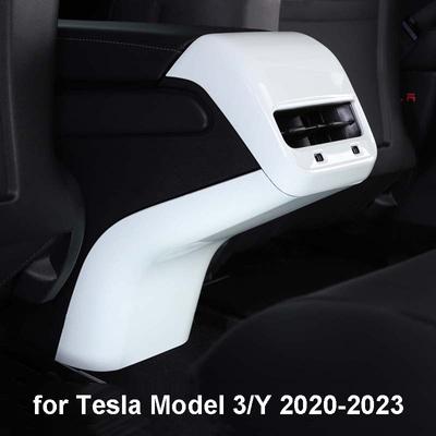 For Tesla Model 3 Y 2023 Rear Air Outlet Protector Cover Modified Interior Accessories Red White Carbon Fiber Pattern Part