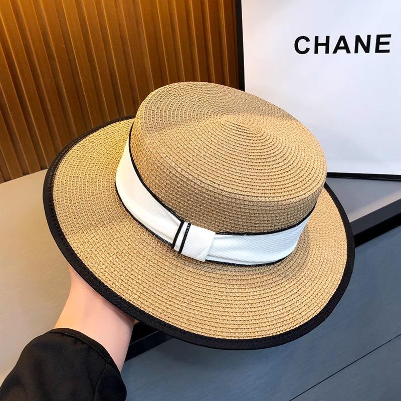 

Шляпа женская летняя дорожная приморская солнцезащитная от солнца темпераментная пляжная шляпа маленькое лицо высококлассная шляпа с плоским верхом Adjustable хаки