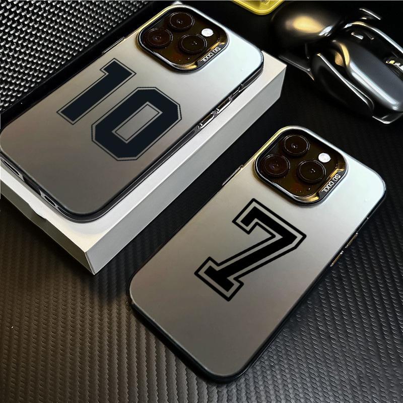 Phone Case For iPhone 16 15 14 Pro Max 11 12 13 Pro 7 8 Plus SE  X XS Lucky Numbers Football Electroplate Shockproof Cover