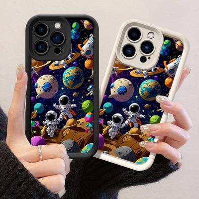 JT488 Ruimteavontuur Met Astronauten voor iPhone 17 16 15 14 13 Pro Max Samsung S26 S25 Ultra A17 A07 A56 A16 A15 Xiaomi 15T Redmi 15c 14C Zachte Hoes