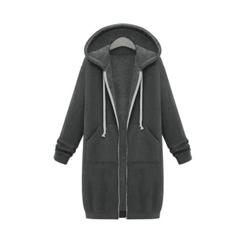 Womens Oversized Long Hooded Sweatshirt Thick Fleece Pullover Coat Winter Casual Loose Fit Plus Size