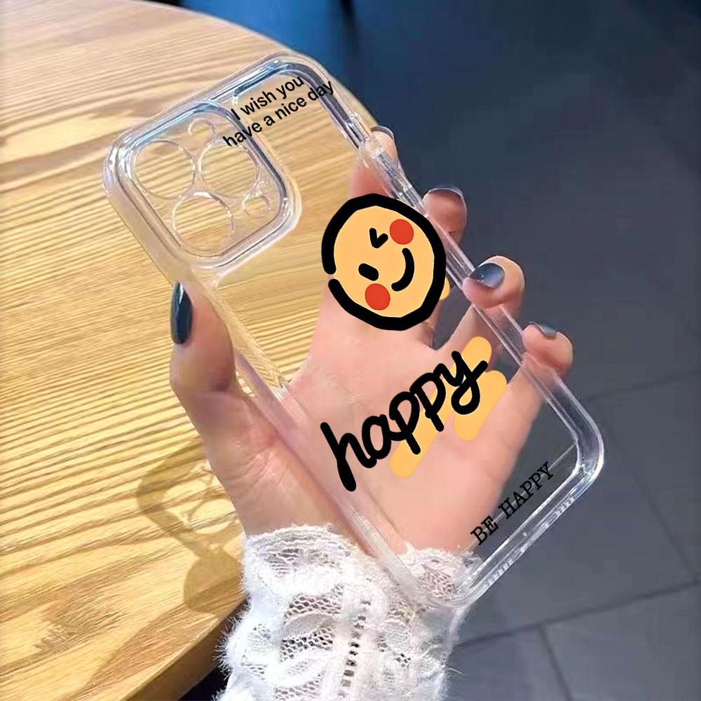 Winking Smiley Happy Day Transparent soft TPU Phone Case for Xiaomi Redmi Note 15 14 13 12 11 10 9 Pro Plus 4G 5G Soft Cover