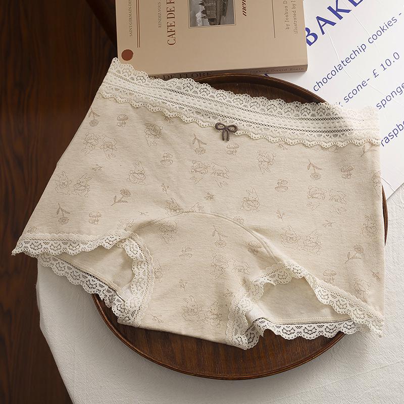 Women's Retro Floral Print Mid-Waist Boxer Briefs with Antibacterial Cotton Crotch
