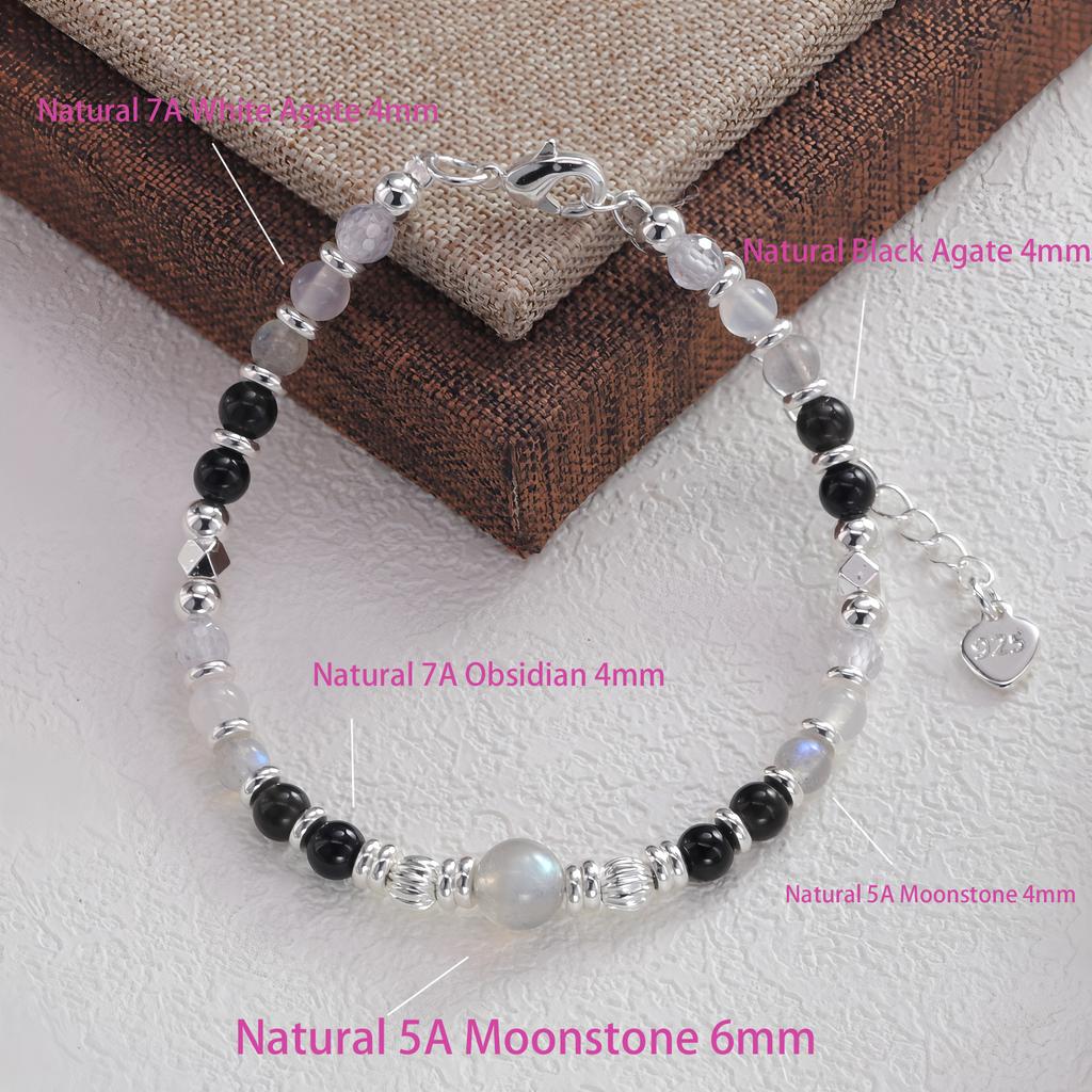 925 Silver Geometric Square Round Bead Bracelet For Women Personality Temperament Simple Hand Jewelry Party