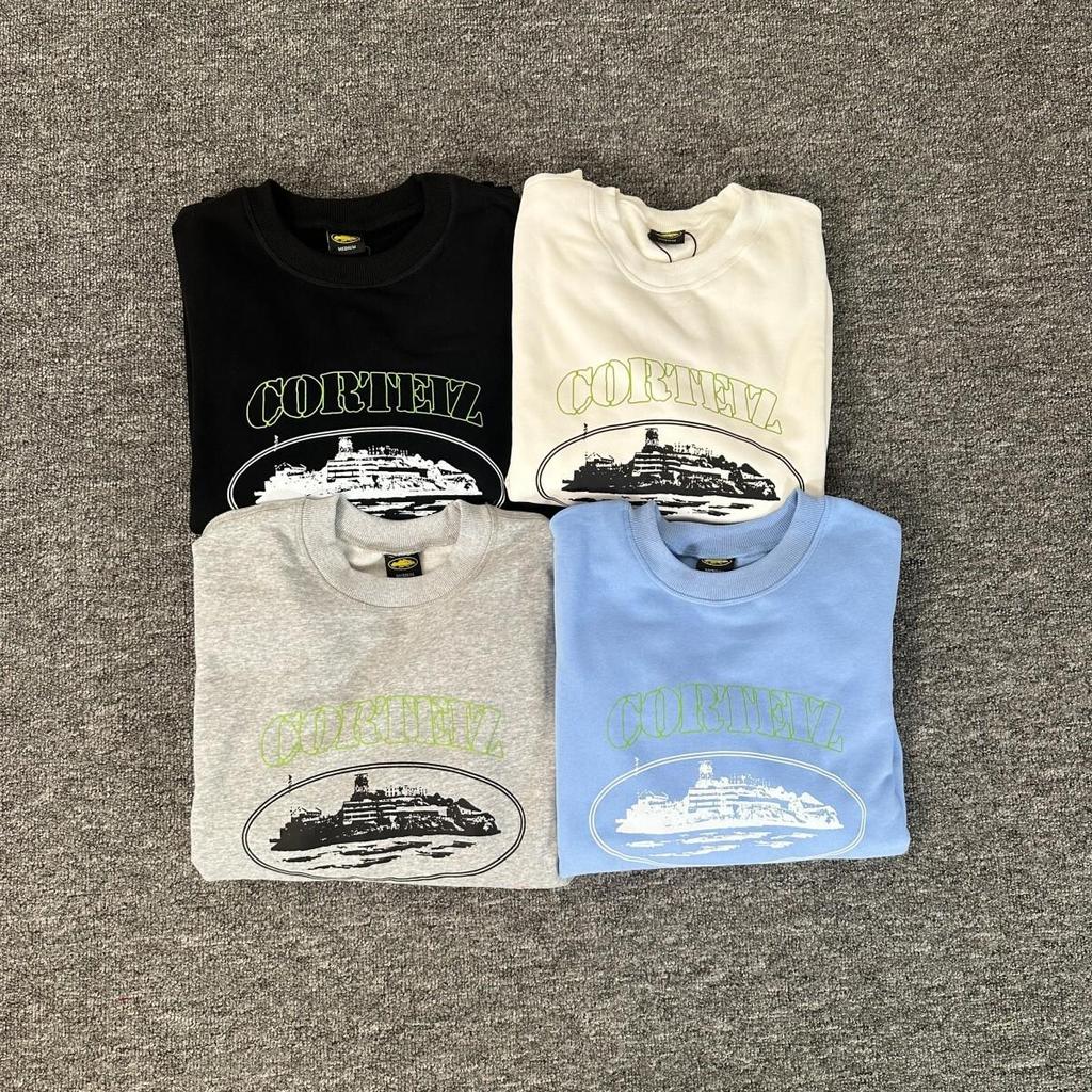 Corteiz Alcatraz Unisex Trendiger Lockerer Kapuzenpullover mit Rundhalsausschnitt und Samt