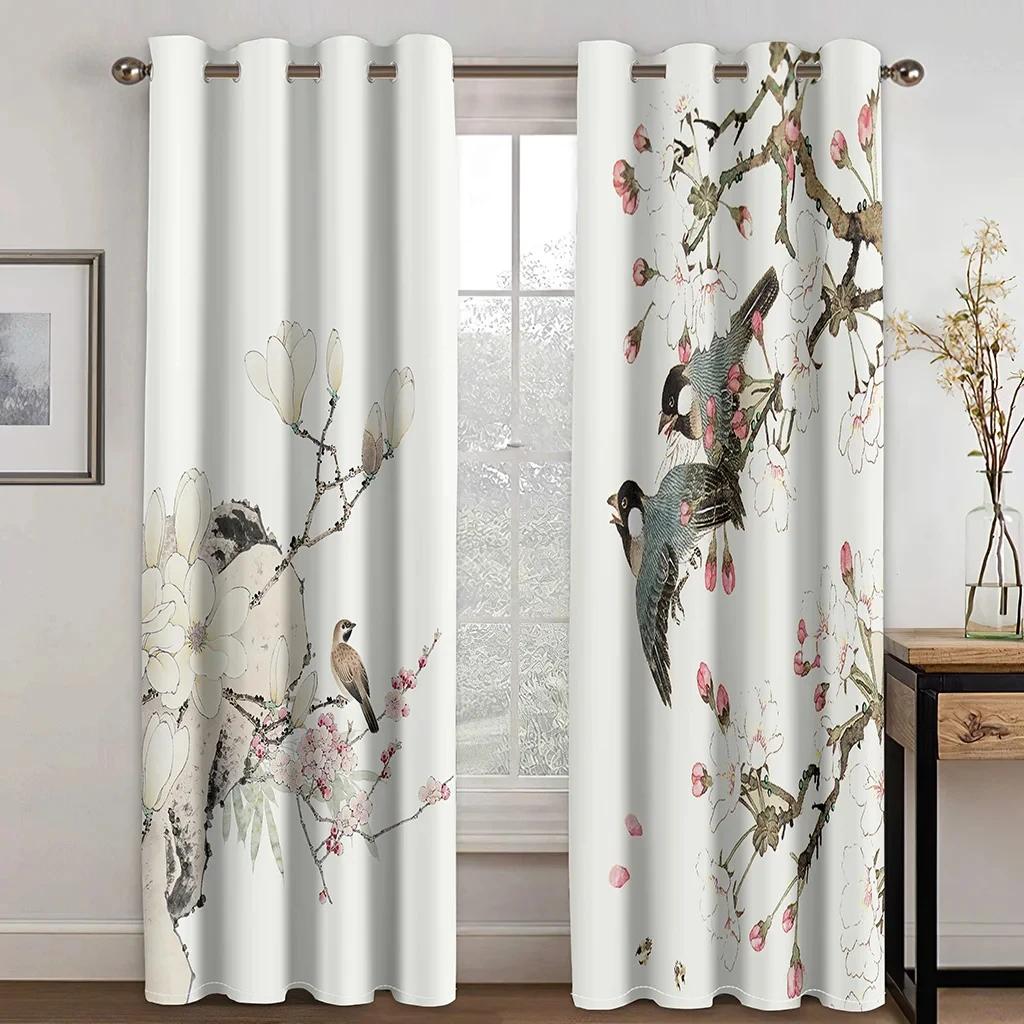 Chinese Troditional Culture Bird Flower Window Curtains In Kids Bedroom Living Room Hall Treatments Kitchen Decor Drapes Blinds