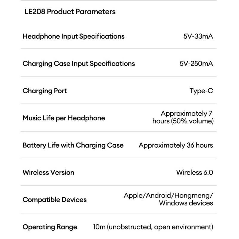 Lenovo LE208 TWS Bluetooth 6.0 Wireless Earphones Stereo ENC Noise Cancelling Headphone 38ms Low Latency Gaming Headset With Mic