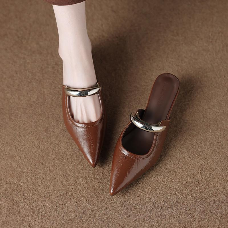 318-1 New Inner Height Increase Mary Jane Women's Shoes Half-mop Summer Shallow Mouth Sandals Versatile Bag Head Mop