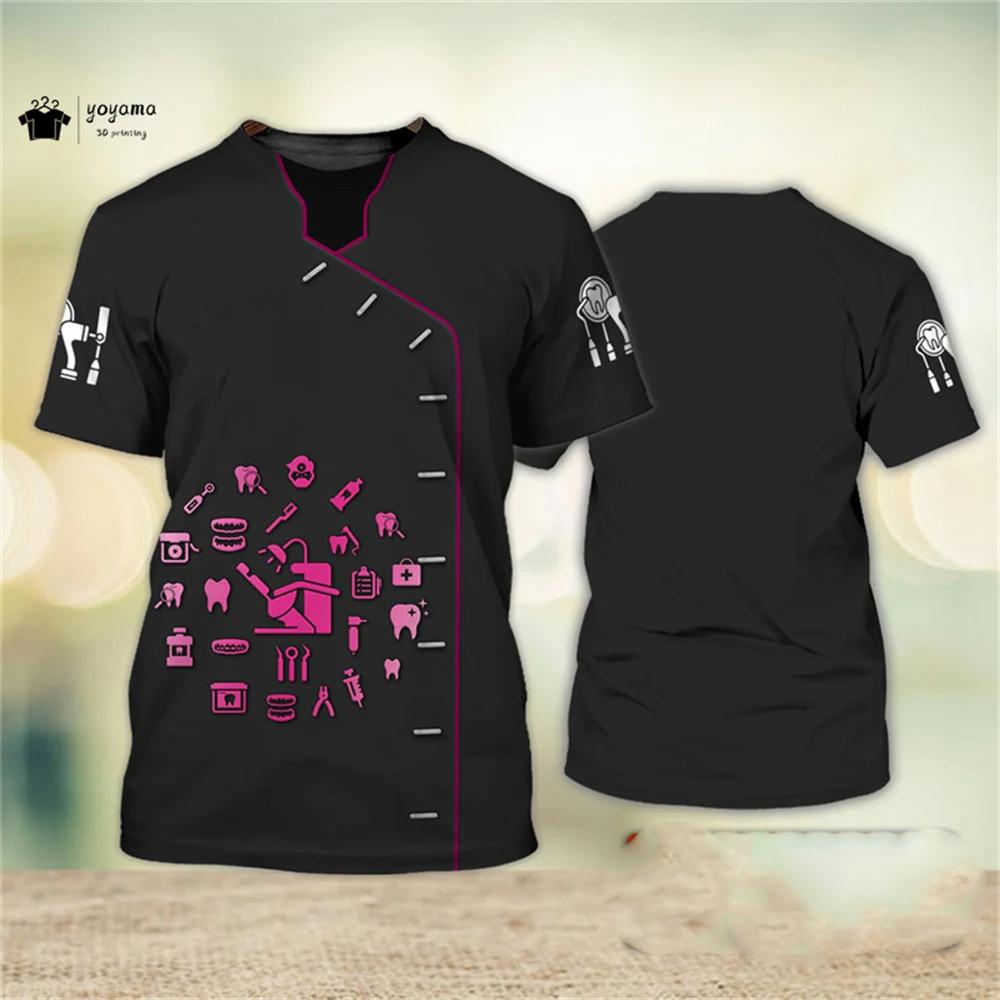 Fashion Men's T-Shirt 3D Print Short Sleeve T-Shirt Dentist Work Clothes Summer Casual Oversized T-Shirt Men's Dentist Clothing