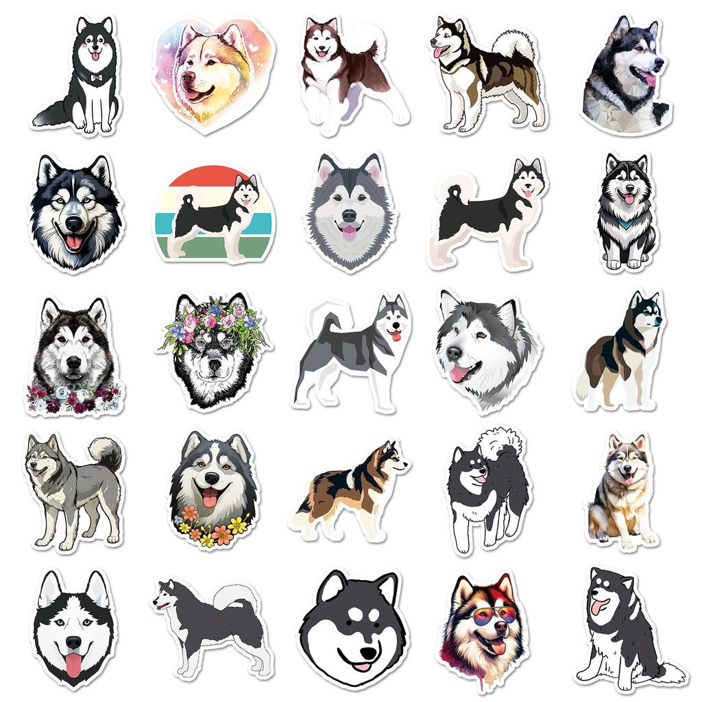 50 Alaska Graffiti Stickers: Personalized Cute Dog Cartoon for Phones, Water Bottles, and Laptops