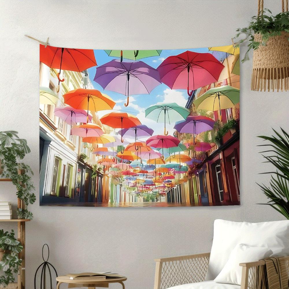 

City Vibrant Umbrella Digital printing polyester wall tapestry suitable for use in living rooms bedrooms offices bars and party 74x94cm(29x37in)