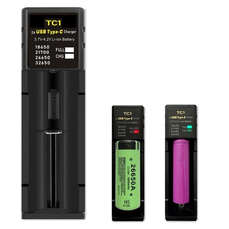 Fast Charging Single Bay Lithium Cells Chargers Intelligent Chargers Suitable for 18650 21700 26650 32650 Cells