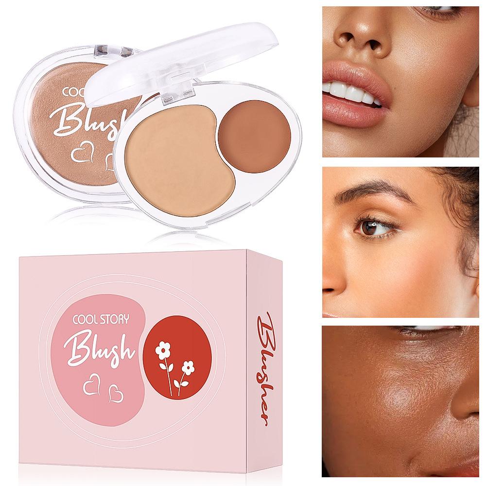 Double Mix Blush Clay Soft and Delicate Contouring Mashed Potatoes 2 Color Face Brightening Mousse Blush Paste Tray