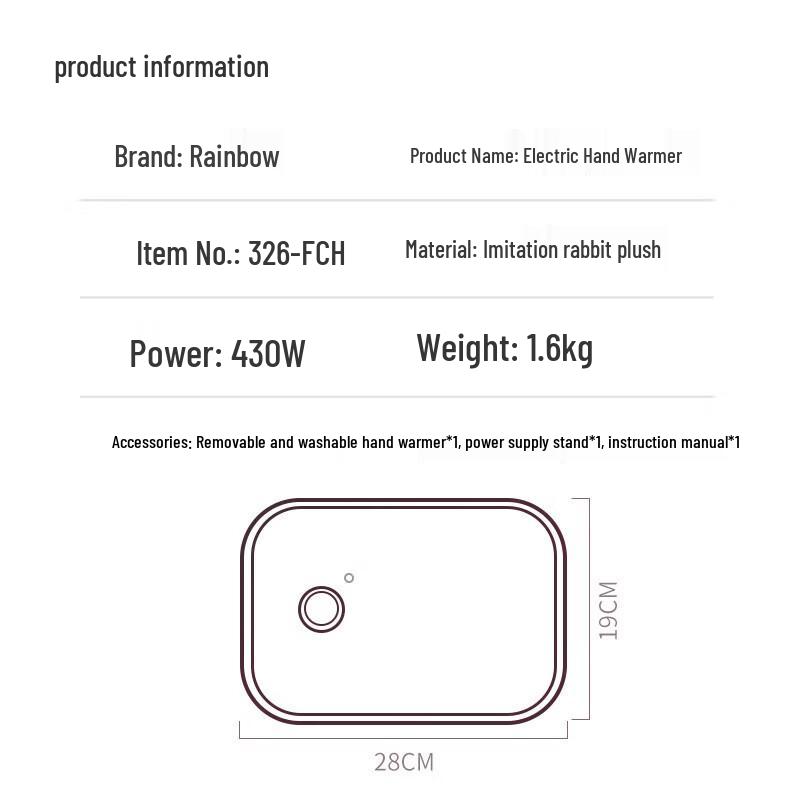 Rainbow Electric Rechargeable Hot Water Bottle