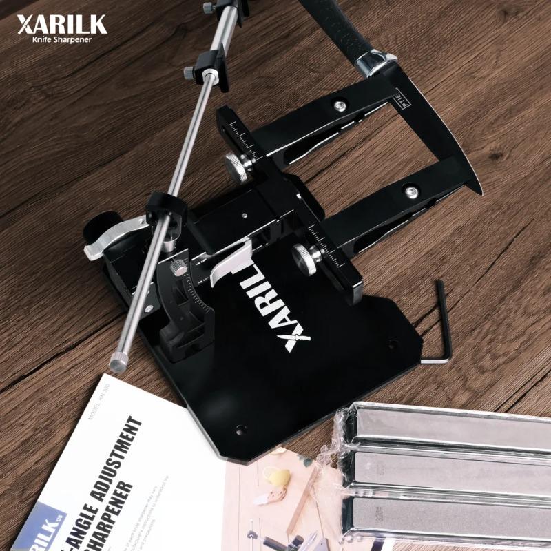 XARILK  Professional Aluminium Knife Sharpener, GEN3 Guided Knife Sharpening System, Knife Sharpening Kit with 3 Diamond Plates