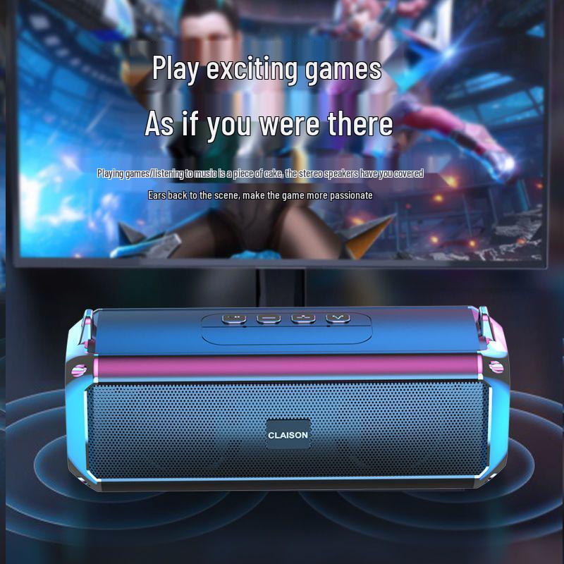 AI Smart Bluetooth Speaker T16: Dual Speakers, Large Volume, Card Slot, Long Battery Life, Subwoofer