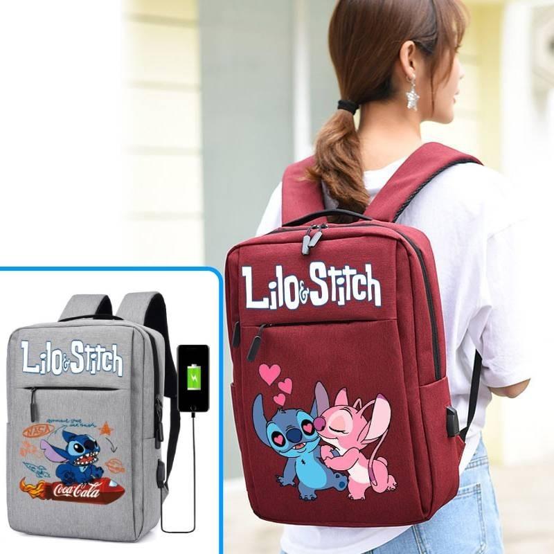 Spacious Usb Charging Stitch Backpack Nylon Material School Bag For Students