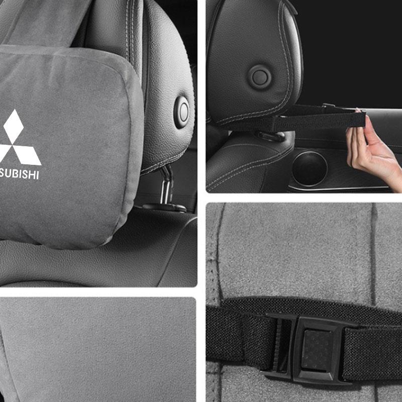 Autostoel Hoofdsteun Nekbeschermer Kussen Suède Leer Gordel Schouderpads voor Mitsubishi Outlander I200 Pajero Eclipse ASX Lancer