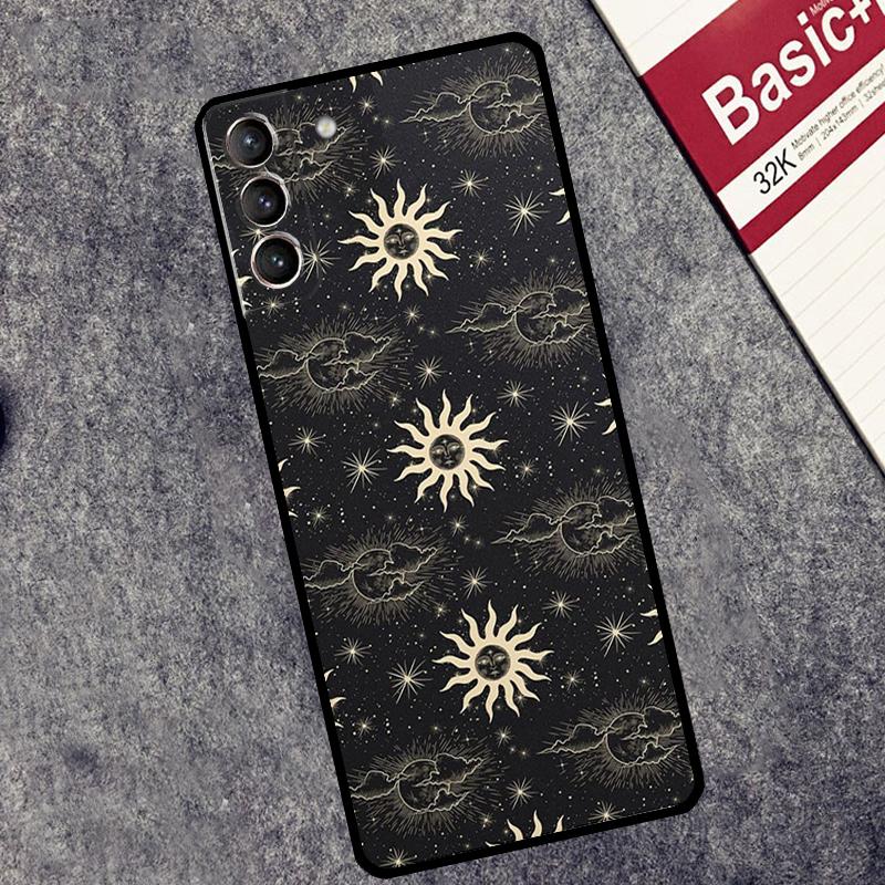 Suns Moons Clouds Astrological Case For Samsung Galaxy S24 S23 S22 S21 Ultra Plus Note 10 Note 20 S8 S9 S10 S20 FE Cover