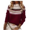 Winter Round Neck Color Blocked Loose Fashion Pullover Knitted Sweater Top For Women