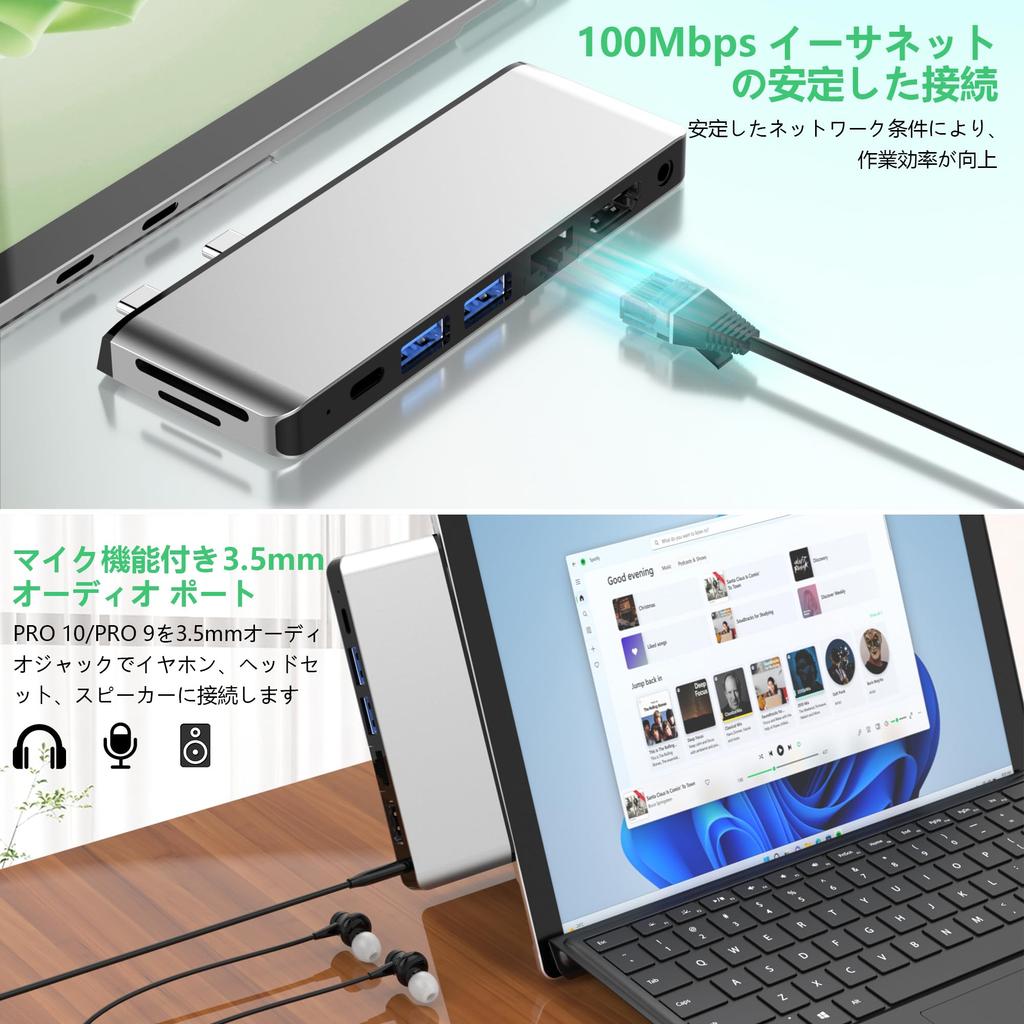 Surface Pro9 Hub 4K Thunderbolt 4 Display 40G Data 100W 100M SD TF Card Mm Audio Surface Pro 9 Hub Triple Display Pro Surface Pro 9 Conversion Adapter
