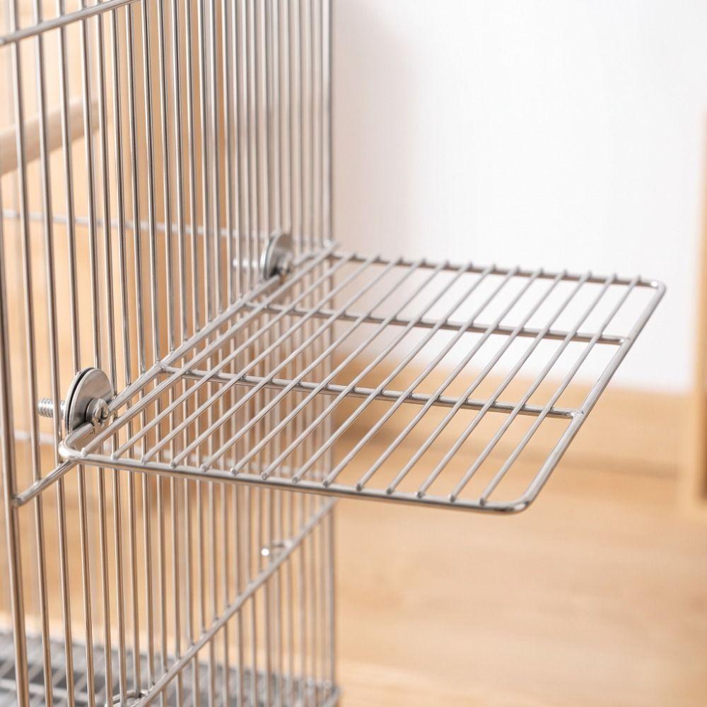 Moisture Proof Metal Grid Perch Stand Stainless Steel Bird Cage Activity Platform  Finches