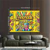 2D Pop Art Lemonade Backdrop with Lemons, Drinks, Straws & Bubbles Photography Background Banner