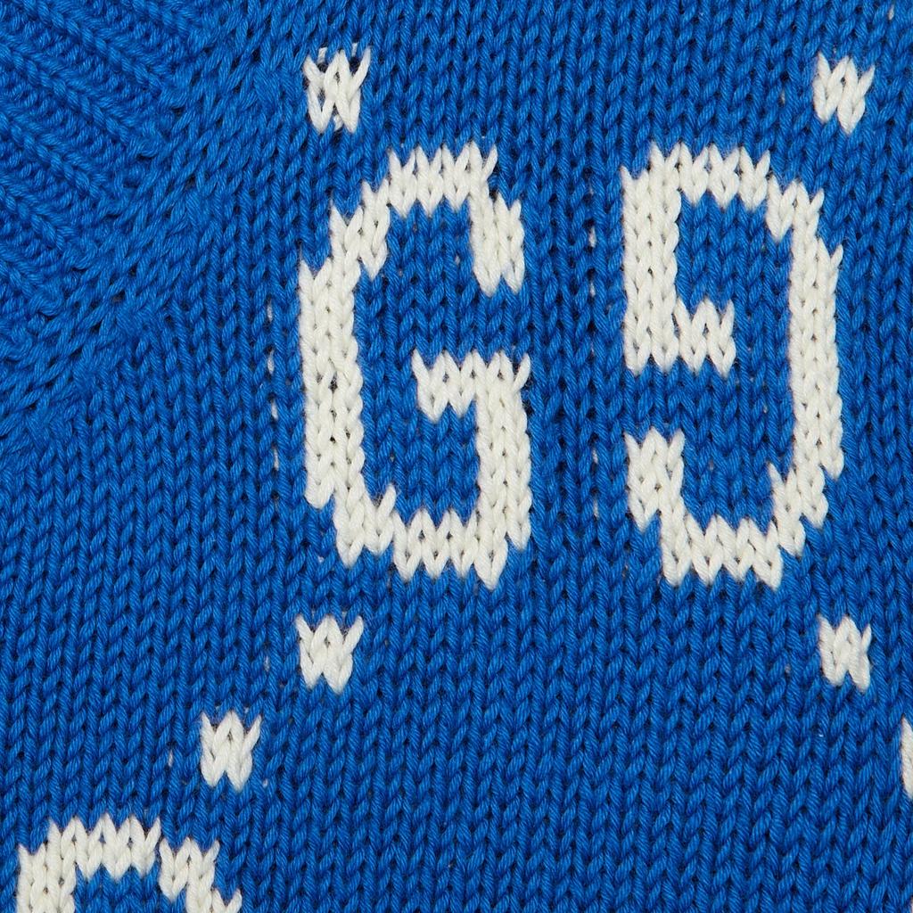 Gucci Jumbo GG Jacquard Crew Neck Sweater 'Blue Ivory' Men's 694767-XKCDF-4559