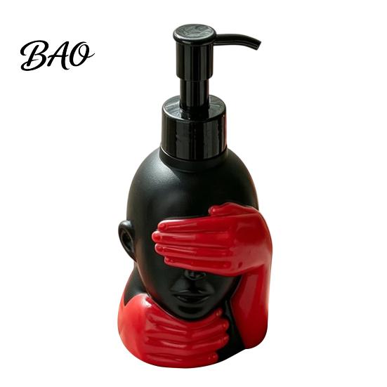 Großer Seifenspender 200ml Spenderflasche, Sanfte Schaumbildung Künstlerisches Schwarz-Rot-Design Badezimmerpumpe für Dekoration Einfaches Drücken Schaum