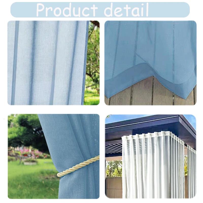 1PC Waterproof Outdoor Curtains Lightweight Semi-Transparent Partition Curtain Perfect for Living Room Porch and Pergola Decor