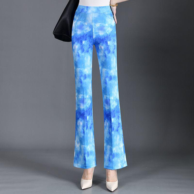 Women's 2025 Plaid Stretch Flare Pants - Slimming, Versatile, Elastic Waist, Bodycon Style for Summer