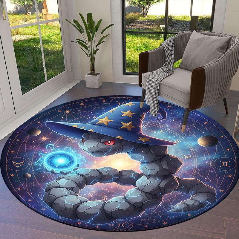 Magischer Filz-Totem Runder Teppich, Teppich für Wohnzimmer Schlafzimmer Sofa Spielzimmer Dekor, Rutschfeste Fußmatte