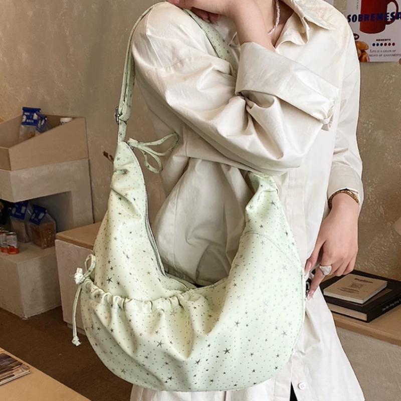 Cute Star Hobos Shoulder Bags for Women Vintage Large Capacity Female Lightweight Underarm Bag Drawstring Design Crossbody Bag