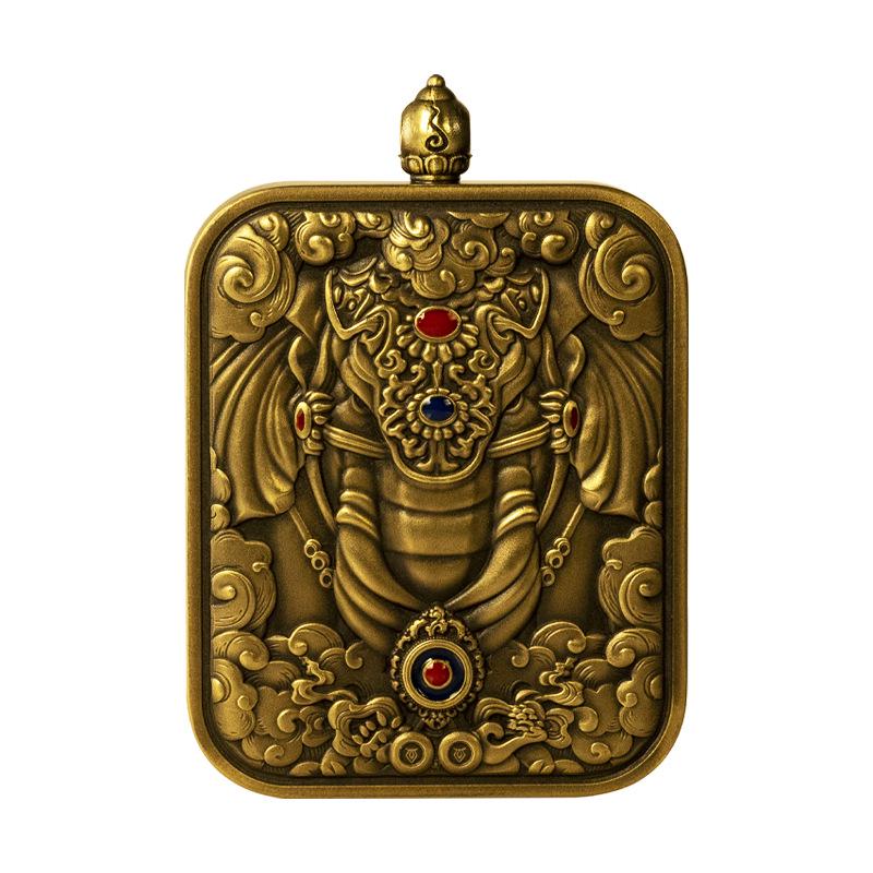 Authentic Tibetan Six-Tusked White Elephant Enamel Tangka Gawa Box