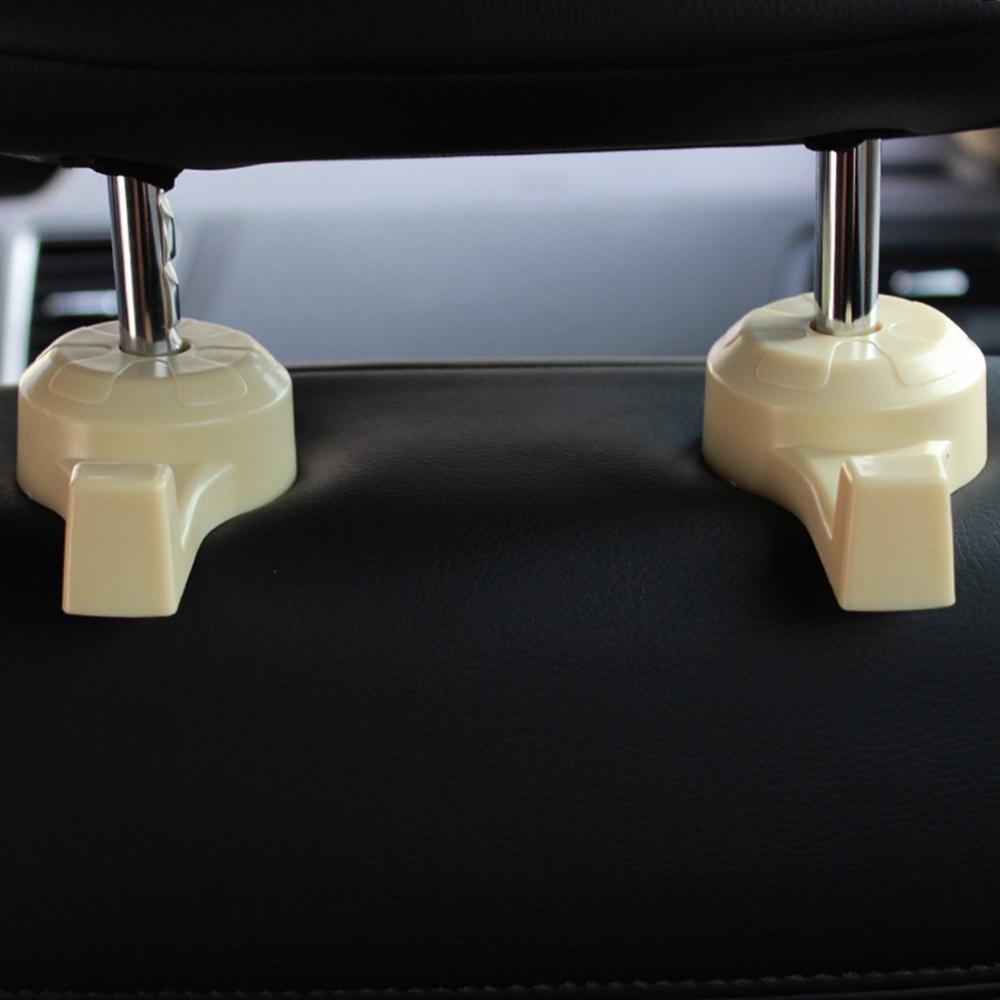 Plastic 2pcs Beige Auto Car Seat Headrest Internal Hook Organizer Multifunction