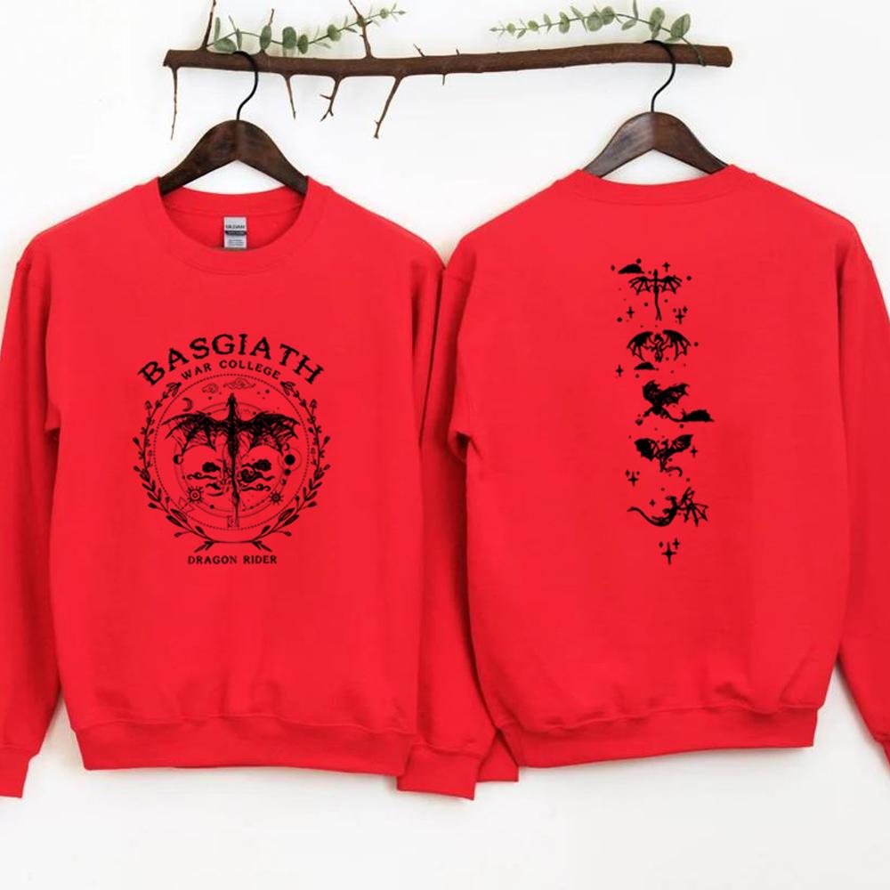 Unisex zlatá mikina Dragon Fourth Wing Basgiath War College Oboustranná mikina Dragon Rider Bookish Svetr Trendy Fans Mikiny