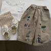 Japan Korean Children Clothes Boy Kids Fashion Trousers Spring Autumn  Baby Pocket Ankle Length Loose Girl Cartoon Casual Pants