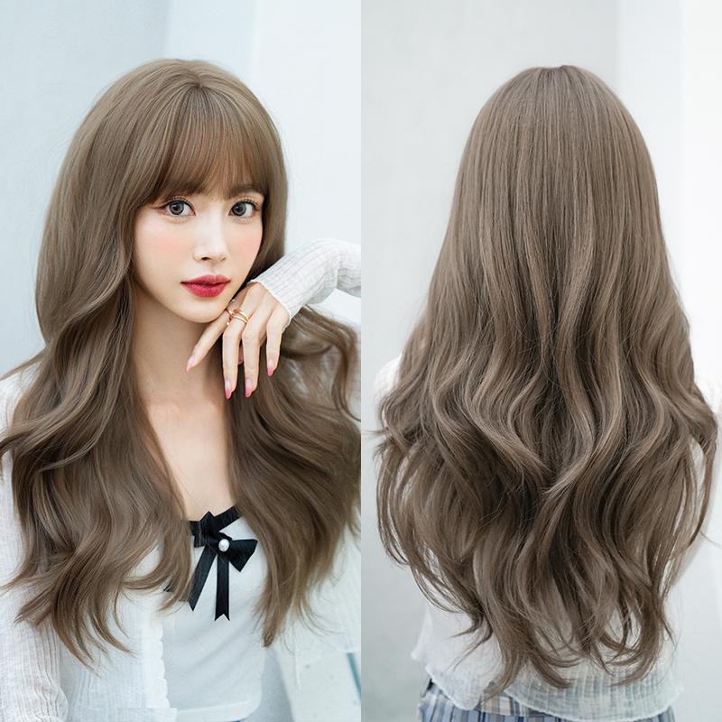 Professional  WIGS Long Body Wavy Sakura Pink Wig for Sweet Girl High Density Synthetic Loose Curly Hair Wig with Bangs Beginner Friendly
