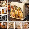 Teak Wood Napkin Stand Halloween Wooden Holder for Table Decor, Decorative Organizer Dispenser, Rustic Tabletop Cartoon Freestanding Paper Towel