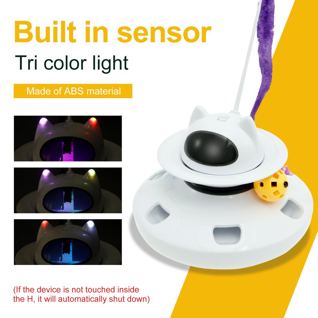 Smart Teaser Cat Toy Electric Interactive Cat Toys ABS Cat Teaser Toys 4 In 1 Indoor Cats Toys Rotating Cat Toys Cat Supplies
