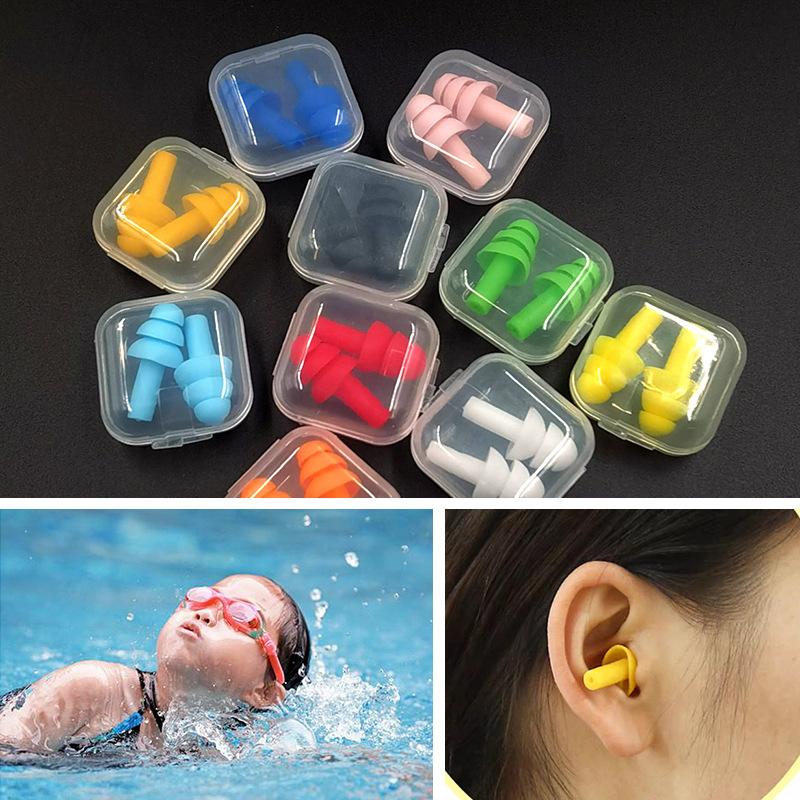 5/10 Paar Schwimm-Ohrstöpsel mit Box Geräuschdicht Silikon Farbe Tauchen Lärmreduzierung Schlaf Lernen Wiederverwendbar Waschbar TMZ