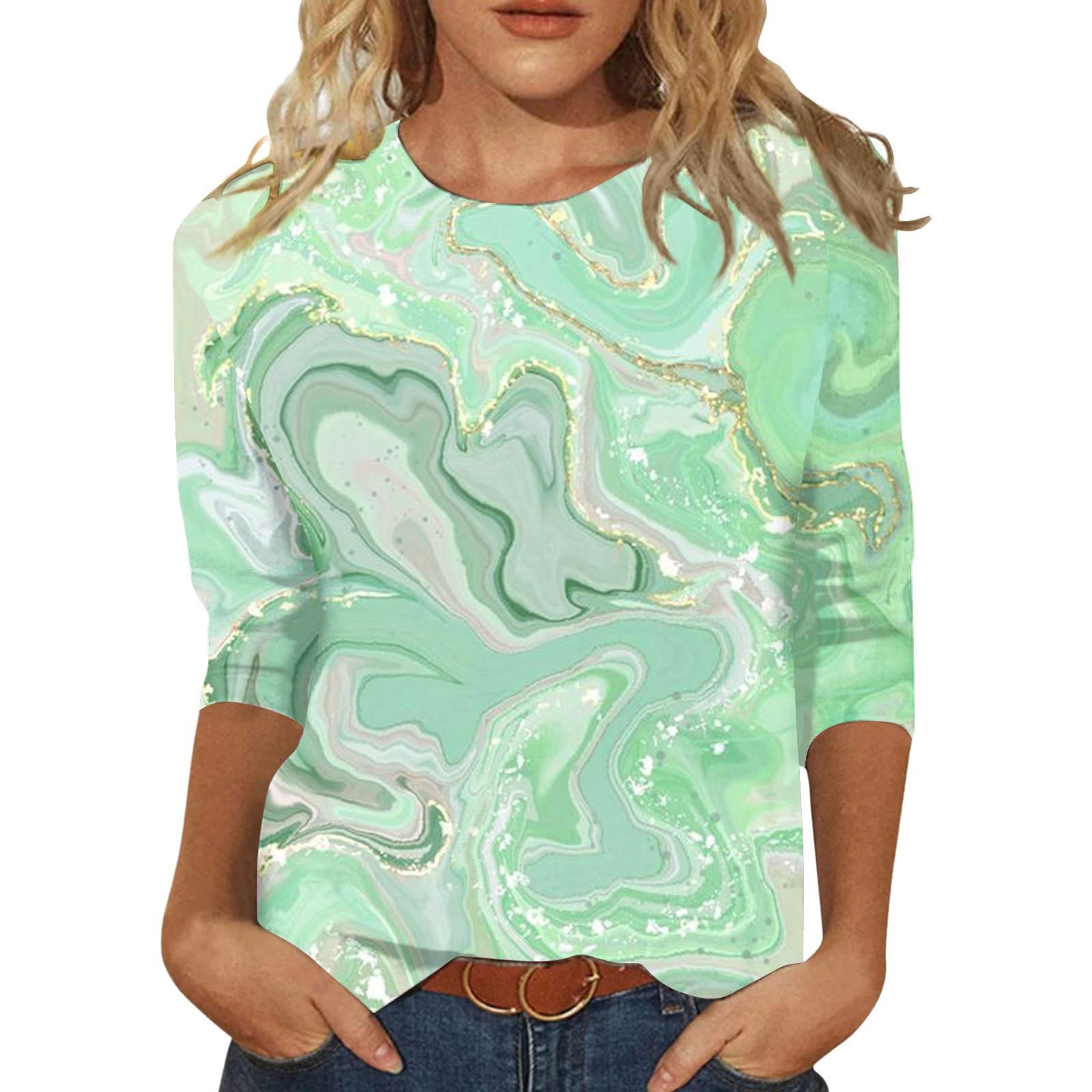 

Женская повседневная модная футболка с круглым вырезом и рукавом три четверти, топ XXL