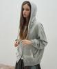 Leathery Double Line Stud Applique Hoodie [Melange]