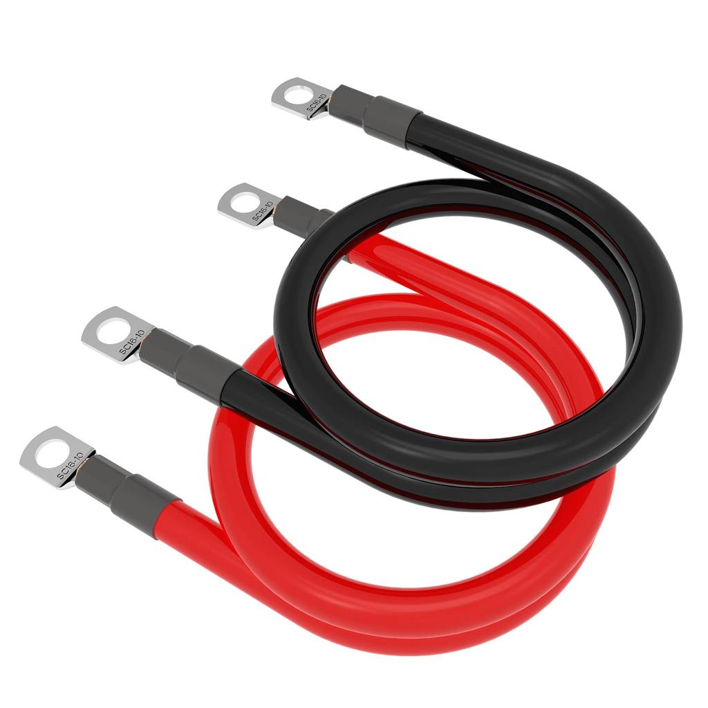 6 AWG Gauge 16mm2 30cm Wire Constant Red + Black Pure Copper 3/8